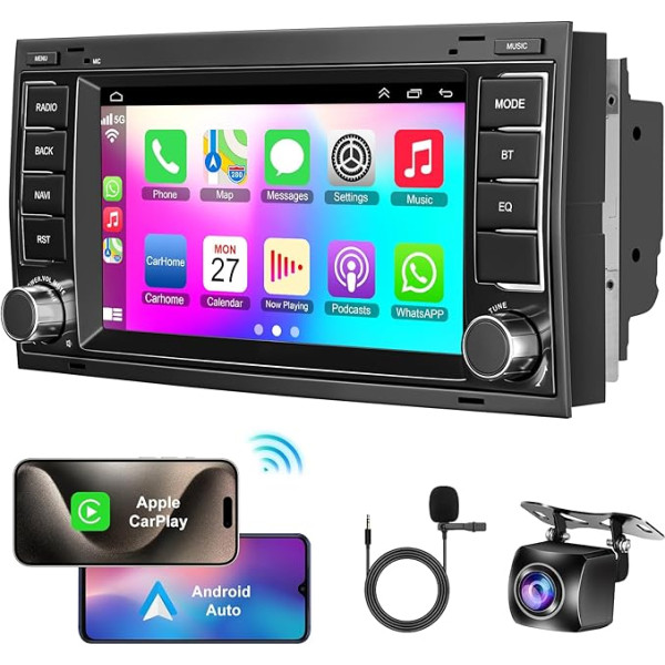 Android 12 auto radio VW T5 Multivan 2004-2009 & VW Touareg 2004-2011, 7 collu IPS skārienjūtīgā ekrāna auto radio ar Wireless Carplay/Android Car, GPS, WiFi, Bluetooth, atbalsta DAB/OBD2/DVR/DPS