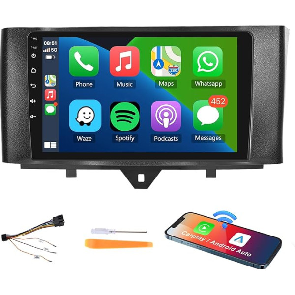 Podofo Carplay auto radio Mercedes-Benz Smart 2011-2015, 9