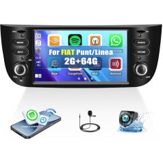 2G + 64G Android 13 auto radio Fiat Punto (2010-2016) / Linea (2012-2015) ar bezvadu Carplay Android Car, 6,2 collu skārienjūtīgais displejs, auto radio ar Mirror Link GPS navigāciju Bluetooth FM/RDS SWC