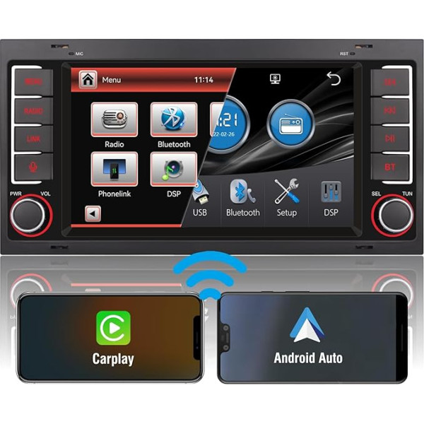 7 collu augstas veiktspējas DSP autoradio VW Touareg Transporter T5 Multivan radio iebūvēts bezvadu Carplay & Android auto navigācijas stūres rata vadība zemfrekvences skaļrunis Bluetooth 1080P IPS ekrāns AM FM