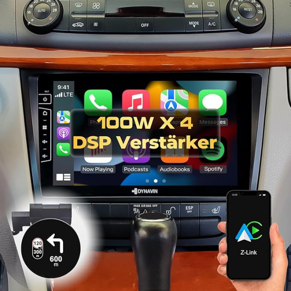 DYNAVIN Android auto radio ar satelītnavigācijas sistēmu Mercedes E-Class W211 CLS C219; 9 collu oriģināliekārtas radio ar Wireless Carplay un Android Car, Head-up displejs, ietver DAB+, D9-W211 Premium Flex