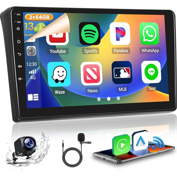 2GB + 64GB Android 13 Auto radio Ducato 3/Peugeot Boxer 2/Citroen Jumper 2 2011-2022 Radio Wireless CarPlay Android Car Bluetooth Handsfree 9 collu ekrāns ar navigāciju atpakaļgaitas kamera WiFi SWC