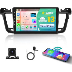 Inefala [8 Core/4G+64G] Upgrade Radio Android 13 ar bezvadu Carplay Peugeot 508 2012-2016 ar 9 collu skārienjūtīgo ekrānu Bezvadu Android auto DSP 59UI GPS WiFi BT FM/RDS MIC aizmugures skata kamera