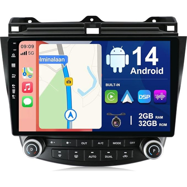 BXLIYER Android 14 IPS auto radio Honda Accord 7. (2002-2007) - Iebūvēts bezvadu Carplay + Android Car - 2G + 32G - Bez kameras - 10.1