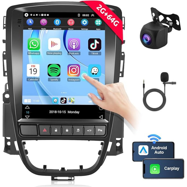 Hodozzy 2G + 64G auto radio Opel Astra J Buick Excelle XT GT 2006-2016, 9,7 collu HD skārienjūtīgais ekrāns ar Wireless Carplay Android Car, Android Radio, GPS, satelītnavigācija, WiFi, Bluetooth, FM/RDS radio +