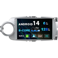 SXAUTO Android 14 - [6G + 128G, Octa-Core] - IPS auto radio Toyota Yaris GRMN (2011-2018) - Carplay Android Car - Kamera + Mic - 360-CAM DAB stūres vadības pults WiFi Bluetooth Fast Boot - 2 DIN