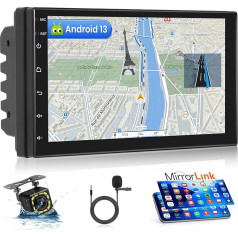 Inefala 2 Din Android Autoradio mit Bluetooth-Freisprecheinrichtung (1 + 16 GB), 7-Zoll-Touchscreen 2 Din Android Autoradio unterstützt GPS/WiFi/Mirror Link/FM RDS-Radio mit Rückfahrkamera