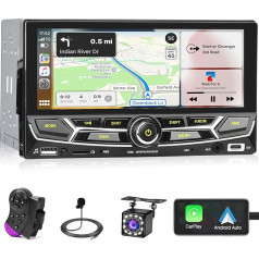 Inefala 2 DIN Bluetooth autoradio ar Carplay Android Automobiļu 6,9 collu skārienjūtīgais ekrāns ar Android Automobiļu radio ar Bluetooth brīvroku zvanu/ spoguļa saiti/FM radio/USB/Type-C/AUX/TF/EQ un atpakaļgaitas kameru