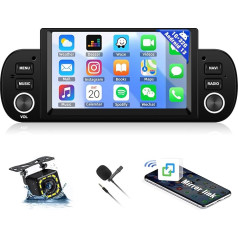 CAMECHO 1 + 32 GB Android 13 auto radio 2013-2020 Fiat Panda ar Mirror Link, 6,2 collu skārienjūtīgais ekrāns, auto radio ar Bluetooth HiFi WiFi FM RDS USB SWC Mic + atpakaļgaitas kamera