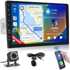 Inefala Bluetooth autoradio 1 DIN, saderīgs ar Carplay Android Car, 9 collu skārienjūtīgais ekrāns, autoradio atbalsta Bluetooth brīvroku zvanu / Mirror Link / FM radio / USB / EK ar atpakaļgaitas kameru