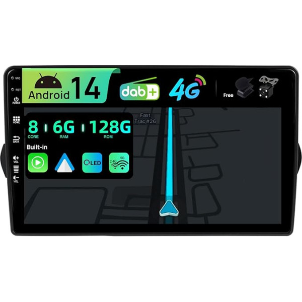 BXLIYER Iebūvēts 4G LTE un DAB, Android 13 QLED auto radio Fiat Egea Tipo (2015-2018), 6G+128G, Carplay Android auto, kamera + MIC, divu joslu WiFi, vadība no stūres, 9