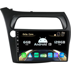 SXAUTO Android 13 - Iebūvēts 4G LTE un DAB - 6G + 128G - Autoradio Honda Civic (2006-2012) - Divu joslu WiFi - CarPlay Android Car - Kamera + mikrofons - DSP Bluetooth vadība pie stūres - QLED 9 collas