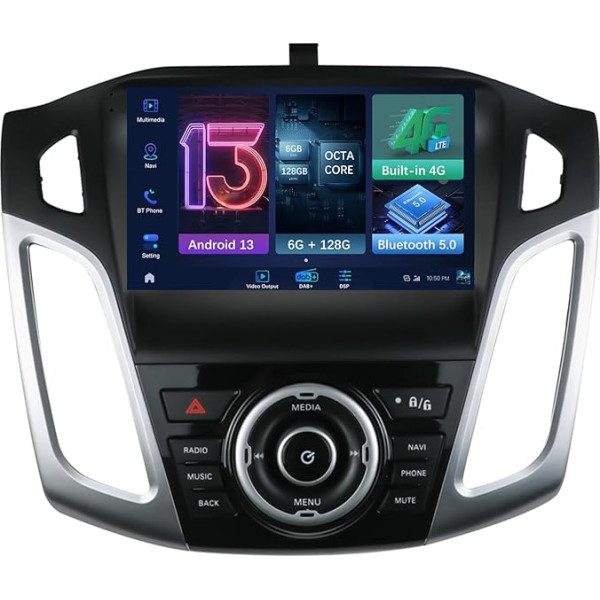 MISONDA Android auto radio 6G+128G Ford Focus 3 Mk 3 2012-2019 ar Wireless Carplay Android auto GPS navigācija WiFi 9 collu QLED 2 Din Bluetooth Mirror Link FM/RDS/4G/DAB+ atpakaļskata kamera