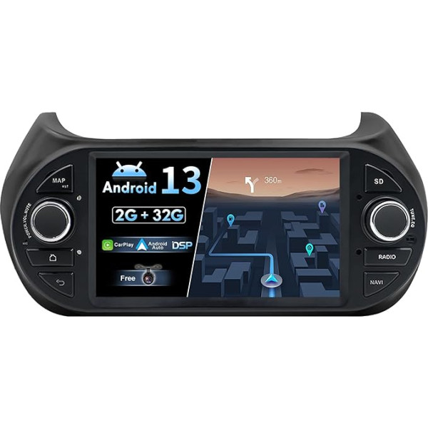 BXLIYER Android 13 Auto radio Fiat Fiorino/Qubo/Citroën Nemo/Peugeot Bipper - Iebūvēts CarPlay Android Car - atpakaļgaitas kamera + MIC - 2G + 32G - 7 collu 2 DIN - DAB stūres vadības WiFi Fast