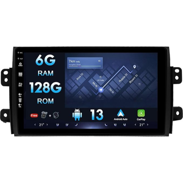 MISONDA 6GB+128GB Android Autoradio für Suzuki SX4 2006-2013/Fiat Sedici 2005-2014-GPS-Navigācija-kostenlose Rückfahrkamera-unterstützt DAB/Lenkradsteuerung/WiFi/Bluetooth/Mirrorlink/Carplay/RDS