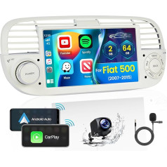 [2+64GB] Inefala 7 collu autoradio ar Android 13 priekš Fiat 500 2007-2015, Radio ar bezvadu CarPlay, Android Car, FM RDS, GPS, BT, WiFi, USB, MIC, aizmugures skata kamera, Canbus