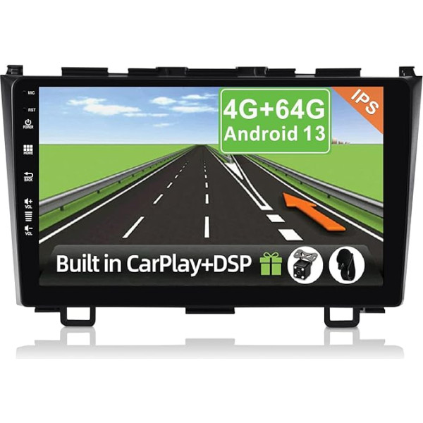 YUNTX [4GB + 64GB] Android 13 auto radio Honda CRV (2007-2011)-[Integrēts CarPlay/Android Car/DSP/GPS]-9 collu IPS Touch Screen CAM+MIC-DAB/Mirror Link/Bluetooth 5.0/AHD/360 kamera/WiFi/USB/4G