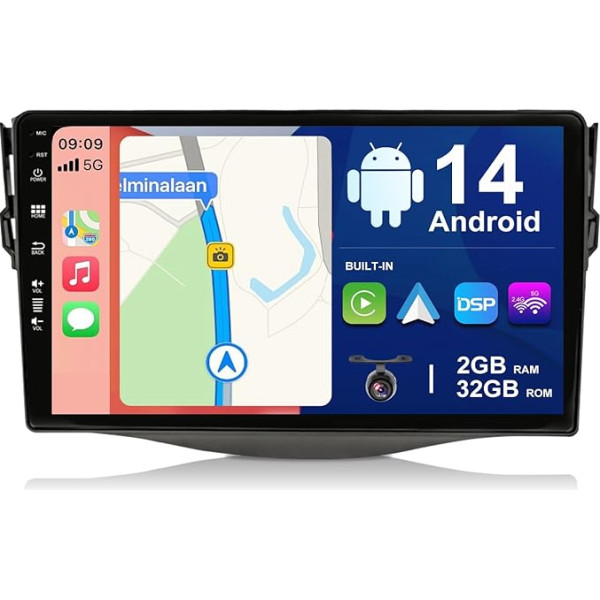 BXLIYER Android 12 auto radio Toyota RAV4 (2007-2012) - Brīva atpakaļgaitas kamera - 2G + 32G - IPS 9 collu 2 DIN - DAB stūres vadība WiFi Carplay Android auto Bluetooth DSP