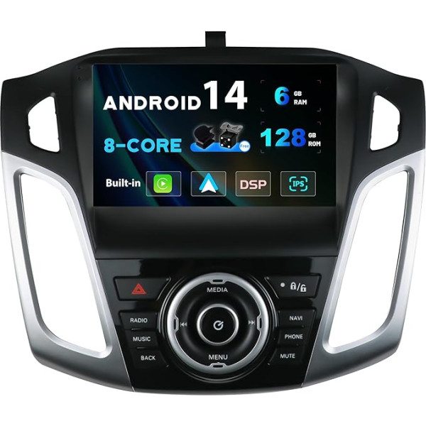 SXAUTO - 6G + 128G - Android 13 IPS auto radio Ford Focus (2012-2017) - Iebūvēts Carplay/Android Car/DSP - LED kamera + MIC - DAB stūres vadības pults vadība Fast Boot 360-CAM WiFi - 2 DIN 9 collas