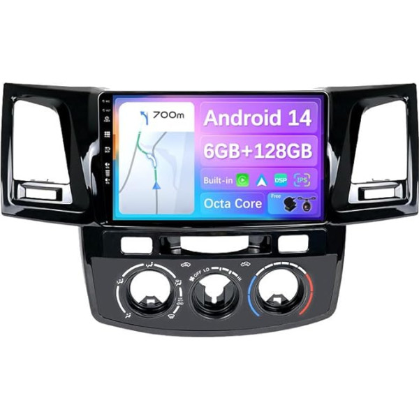 BXLIYER - 6G+128G - Android 12 IPS auto radio piemērots Toyota Fortuner Hilux Revo Vigo (2004-2014) - Wireless CarPlay/Android Car/DSP - LED kamera un mikrofons - 9 collu 2 DIN - DAB SWC Fast Boot 360 kamera