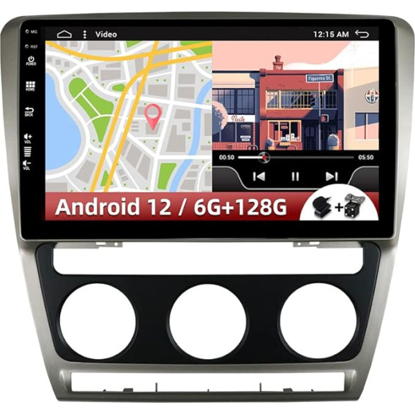 10 collu IPS Android 12 auto radio stereo Skoda Octavia 2007 - 2013 GPS 2 Din-Free kamera DSP/Carplay atbalsts DAB/Radio stūres vadība/WiFi/Bluetooth/Mirrorlink/RDS/USB (6G + 128G)