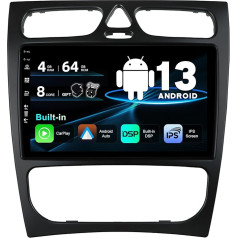 BXLIYER Android 12 IPS auto radio, piemērots Benz C/CLK klases C klases W203 (2000-2004) - Iebūvēts Carplay/Android Car/DSP - LED kamera + MIC - 4G + 64G - DAB 360 kamera SWC Fast-Boot WiFi -2 DIN 9