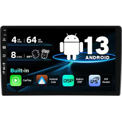 SXAUTO Android 12 Auto radio - [Iebūvēts Carplay/Android Car/DSP] - atpakaļgaitas kamera Bez mikrofonu - [4G + 64G] - 10,1 collu 2,5D - 2 DIN - Atbalsta DAB stūres vadības ierīci 4G WiFi Bluetooth Mirrorlink