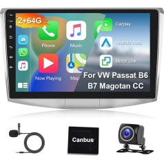 Hodozzy 2G + 64G Android auto radio VW Passat B6 B7 B7 Magotan CC 2010-2015 Bezvadu Carplay Android auto, 10 collu skārienekrāns ar GPS navigāciju WiFi Bluetooth Mirrorlink Hifi FM RDS Canbus ar