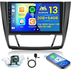 2 + 64 GB Android 13 Auto radio BMW Series 1 E81 E82 E87 E88 Radio Wireless Carplay Android Car, 9 collu IPS Touch Screen radio ar atpakaļgaitas kameru, Bluetooth, navigāciju, WiFi, DSP, ekvalaizeru, Mirror Link