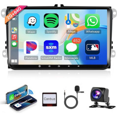 2G + 64G bezvadu Carplay Android auto radio VW Golf 5 6 Passat Polo Tiguan Touran Caddy Skoda Seat 9 collu auto radio ar Android auto GPS navigāciju WiFi Mirror Link Bluetooth FM/RDS/DAB/EQ