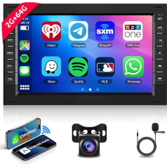 Hodozzy 2G + 64G auto radio VW Passat Golf MK5 MK6 Jetta T5 EOS Polo Touran Seat Sharan ar bezvadu Carplay, 7 collu skārienjūtīgais ekrāns Android automašīnai ar GPS WiFi Bluetooth FM/RDS/EQ/SWC + kamera