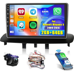 [2+64GB] Android 13 auto radio, bezvadu CarPlay Android auto, Renault Megane 3 2009-2014 radio, 9 collu ekrāns, Bluetooth, Mirror Link, GPS WiFi FM RDS SWC SWC EQ