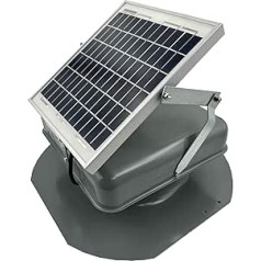 Solar Mega RoofBlaster 2.0 ar pelēku ventilācijas atveri (regulējams saules paneļa stiprinājums) | Saules jumta ventilators | Saules jumta ventilators | Bēniņu ventilators | Jauns un uzlabots dizains