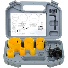 Avilia Set mit 9 Bimetall-Lochfräsern zum Bohren von Oberflächen aus Metall, Holz und Kunststoff - Lochsägen 19 - 22 - 29 - 38 - 44 - 57 mm