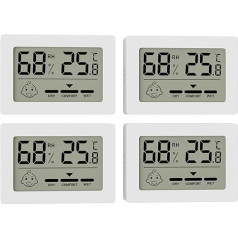 4 termohigrometru komplekts Termometrs Higrometrs Iekštelpu mini digitālais istabas temperatūras un mitruma mērītājs ar slēdzi un smaidiņa indikatoru bērnu istabai Dzīvojamā istaba Birojs