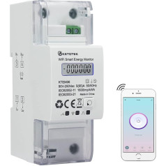 KETOTEK Smart Electricity Meter DIN Rail WLAN 1 fāzes strāvas mērītājs AC 5(65) A 90-250V Digital LCD Remote Control DIN Rail AC Meter by Smart Life/Tuya App