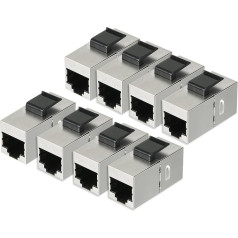 sourcingmap® 8 Packs Cat 6A Keystone domkrati RJ45 - sieviešu līdz sieviešu taisni ekranēti iekšējie CAT6A kabeļu tīkla Ethernet moduļi sudraba krāsā