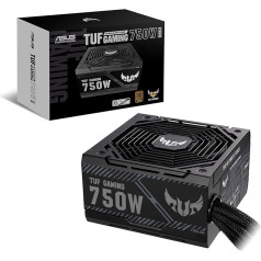 ASUS TUF Gaming 750 W Bronze barošanas bloks (750 W, 0 dB tehnoloģija, 80 cm 8-pin CPU savienotājs (EPS 12V), 80 Plus Bronze)