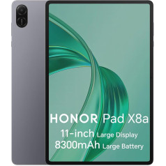 HONOR Pad X8a planšetdators 128GB atmiņa (paplašināma līdz 1Tb) 8300 mAh, 11 collu 90Hz displejs ar aizsardzību, Qualcomm SD 680, Wi-Fi/GPS/Android 14, pelēks