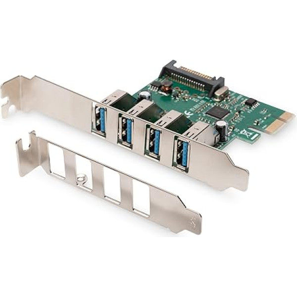 DIGITUS IO karte - PCIe - USB 3.0 interfeisa karte - 4 porti USB Type-A - Maks. 5 Gbps - mikroshēma VL805