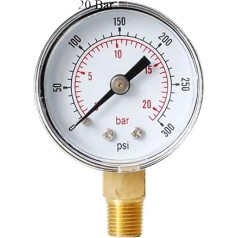 Genauigkeitsklasse 2,5% Druckmessgerät, 40 mm, Zifferblattdruck, 1/8 Zoll BSPT, vertikāls, 15, 30, 60, 100, 160, 200, 300 PSI un Bar, 1 Stück(Orange)