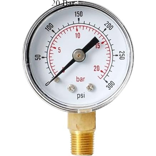 Genauigkeitsklasse 2,5% Druckmessgerät, 40 mm, Zifferblattdruck, 1/8 Zoll BSPT, vertikāls, 15, 30, 60, 100, 160, 200, 300 PSI un Bar, 1 Stück(Orange)