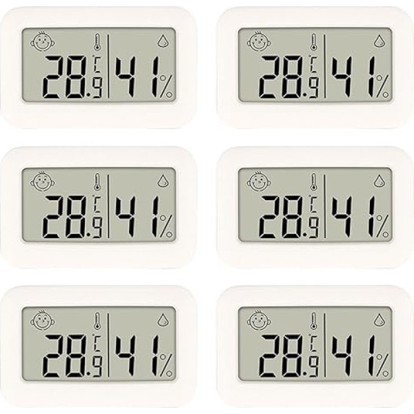 Temperatur- und Luftfeuchtigkeitsmesser, erhältlich in Packungen mit 3 oder 6 Stück (6 Stück)