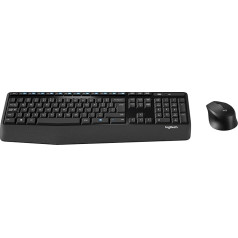 Logitech MK345 Kabelloses Set mit Tastatur in Standardgröße und komfortabler Maus für Rechtshänder, US QWERTY-Layout - Schwarz