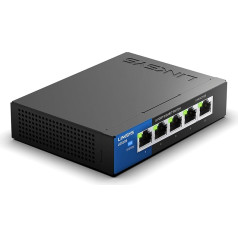 Linksys LGS105-EU 5 pieslēgvietu Gigabit tīkla komutators - Ethernet komutators / centrmezgls ar metāla korpusu, sadalītājs - novietojams uz sienas vai galda birojā vai mājās, Plug and Play