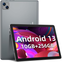 XGODY Планшет 10 дюймов Android 13 Tablet PC с 2.4G/5G WLAN Octa-Core 1.8 ГГц | 10 ГБ RAM + 256 ГБ ROM (TF 1TB) | FHD | 5 + 13MP Камера | 7000 мАч | Bluetooth 5.0, серебристый