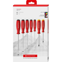 PB Swiss Tools Phillips skrūvgriežu komplekts ar rievām PB 8250-100% Šveices ražojums - 7 gabalu skrūvgriežu komplekts PH1 PH2, ar rievām 1/2/3/4/5 vispārējiem skrūvēšanas darbiem