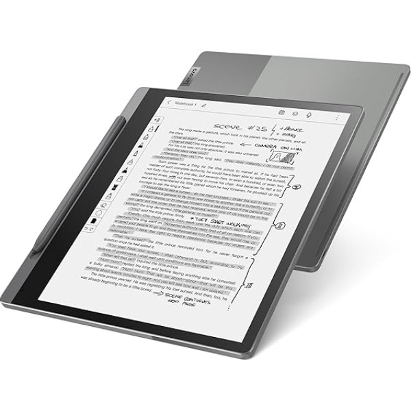 Lenovo Tab Smart Paper, 25,6 cm (10,1 collu) HD displejs, 4 GB RAM, 64 GB atmiņa, Android planšetdators AOSP 11, WiFi 5, metāls, vētraini pelēks [Amazon Exclusive] + barošanas bloks