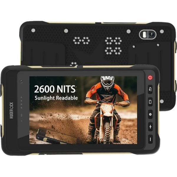 HUGEROCK X70 izturīgs planšetdators motociklu velosipēdu navigācijas kameras lauka monitoram, 7 collu 2600nit Ultra Bright Android planšetdators, Octa Core 8GB+128GB, FHD IPS skārienjūtīgais ekrāns, 4G Dual SIM WiFi