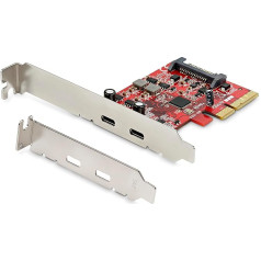 StarTech.com PCIe USB 3.1 karte (2 porti, 2x USB-C 3.1 Gen 2, 10 Gbps, PCIe Gen 3 x4, ASM3142 mikroshēma, PCI Express USB-C karte)